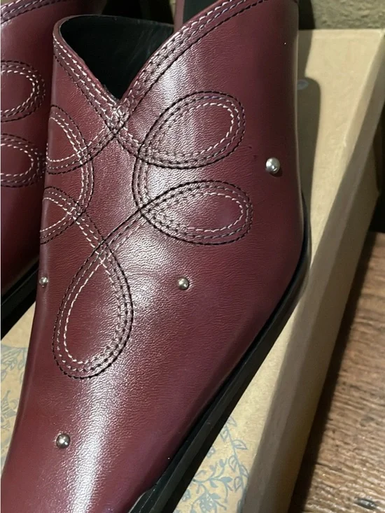 New in Box Free People Roxi Metal Tip Leather Mule Heels - Picture 6 of 6